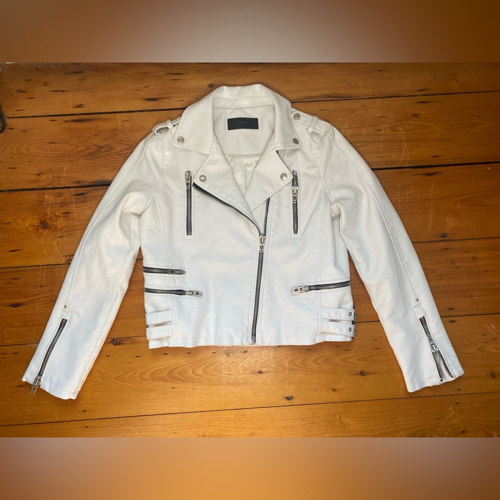 Blank NYC White Vegan Leather Moto Jacket